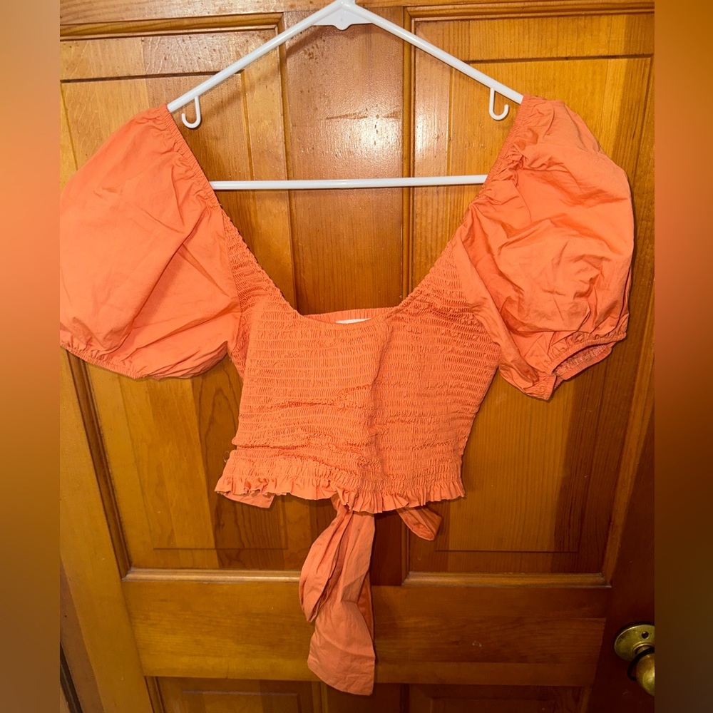 ALTAR’D State Orange Puff Sleeve Top